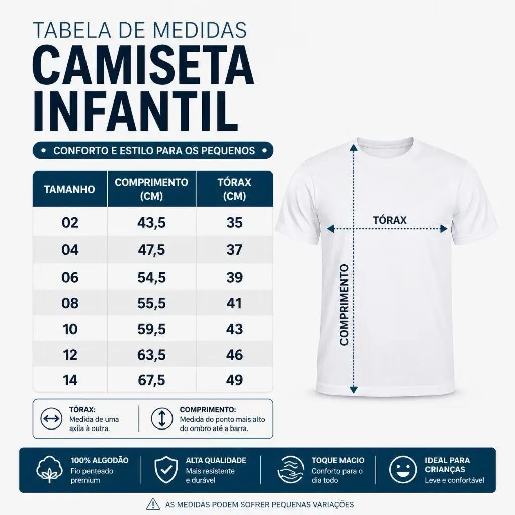 Tabela de medidas infantil
